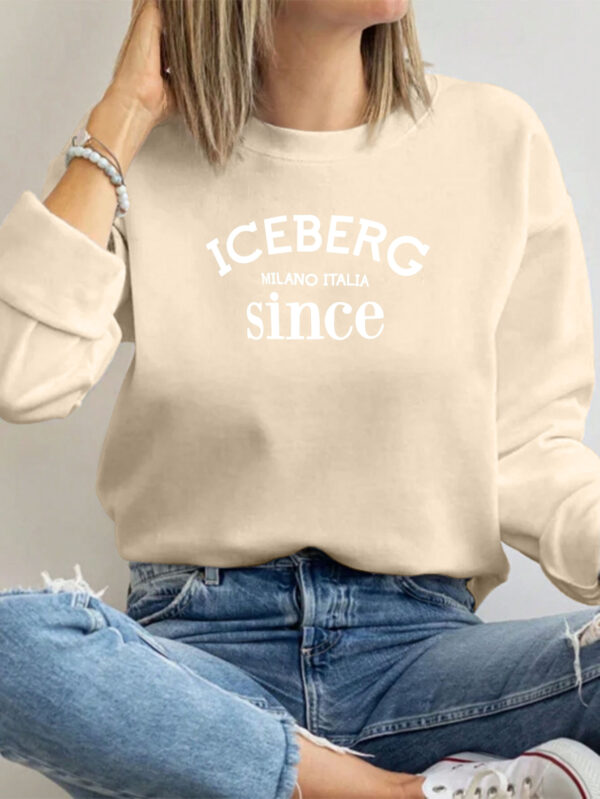 ICEBERG Milano Italy Since Casual Women'S Sweatshirt, Polyester 100% Crew Neck Long Sleeve Pullover, Solid Color Knit Fabric, 250g/m², Winter Fashion - Image 5