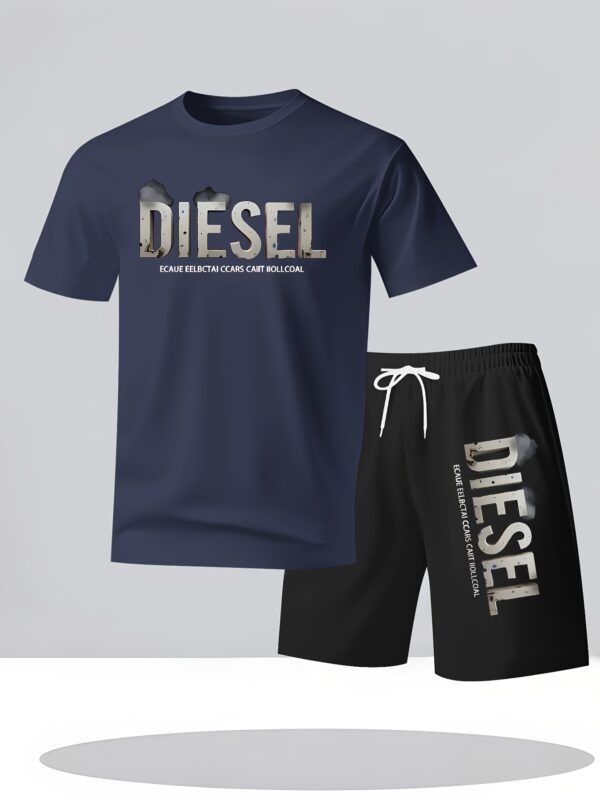 Diesel Graphic T-Shirt & Shorts Set - Breathable Polyester, Quick-Dry, Soft & Comfortable for Outdoor Sports, Beach, Travel, Parties - Casual Streetwear with Diesel Logo Design, Beach Attire | Diesel Logo Shirt | Quickdry Fabric, Sweat-Resistant - Image 7