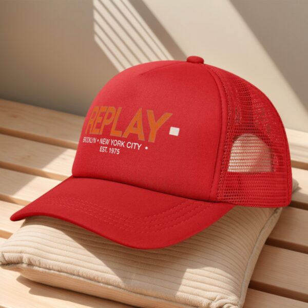 Replay Brooklyn 1975 Baseball Cap - Adjustable, Breathable Mesh Back, Black with Orange Logo, Perfect for Outdoor Activities & Gifts - Image 8