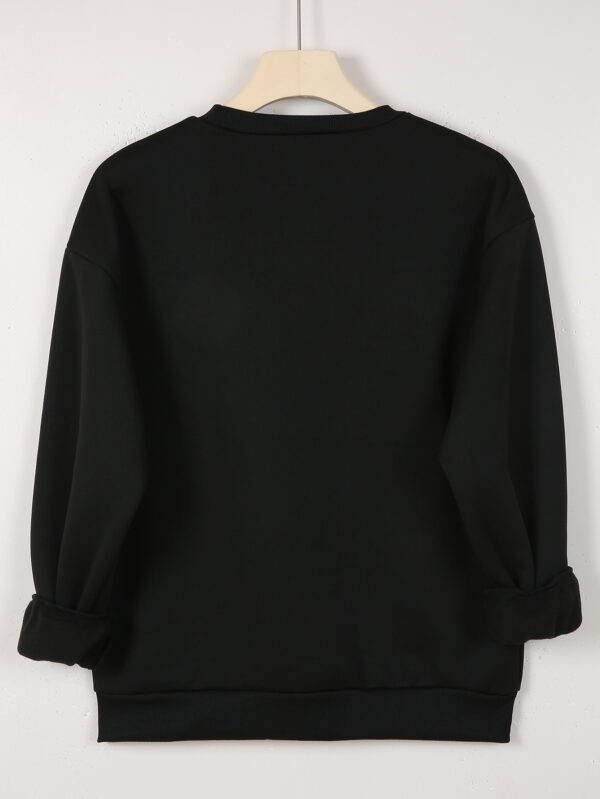 Y2K Women's Casual Long Sleeve Pullover Sweatshirt - Black with White Letter Print, Round Neck, Machine Washable, Autumn Winter Fashion Top, Cute Sweatshirts - Image 8