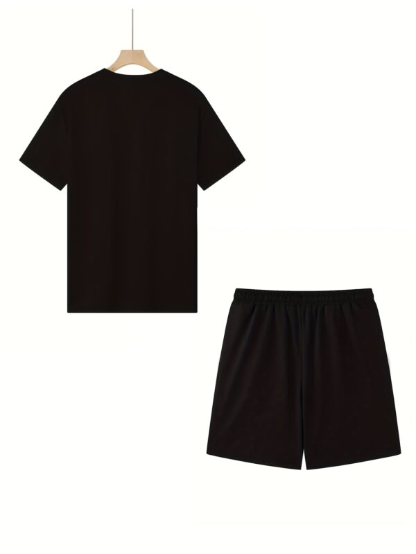Men'S Casual "REPLAY" Graphic T-Shirt & Shorts Set - Navy Blue Tee with "REPLAY NEW YORK CITY EST 50.16meter Print, Black Drawstring Shorts, Perfect for Summer, Casual Attire|Graphic Print Tee|Lightweight Fabric - Image 8