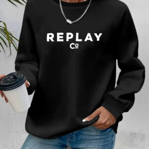 Y2K Women's Casual Long Sleeve Pullover Sweatshirt - Black with White Letter Print, Round Neck, Machine Washable, Autumn Winter Fashion Top, Cute Sweatshirts