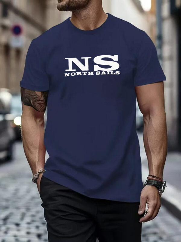 1pc Men'S North Sails Graphic T-Shirt - Breathable Polyester, Casual Crew Neck, Short Sleeve Summer Top with Bold Print Design, Perfect for Casual Attire or Sports, Everyday Tshirt | Trendy Casualwear | Comfortable Fi - Image 10