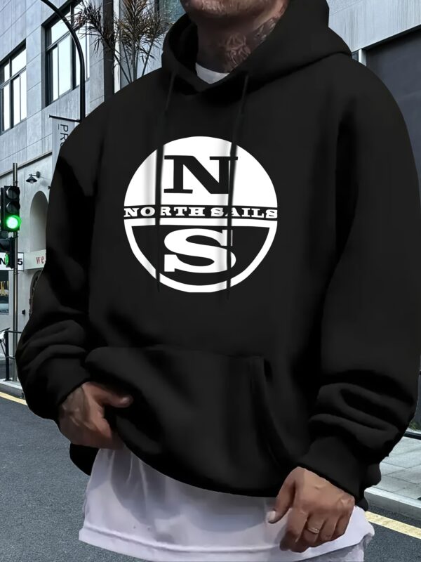 Men'S Navy Blue "North Sails" Graphic Hoodie - Casual, All-Season Pullover with Drawstring, Casual Wear|Graphic Hoodie|Comfortable Fit, Essential Hoodie - Image 2