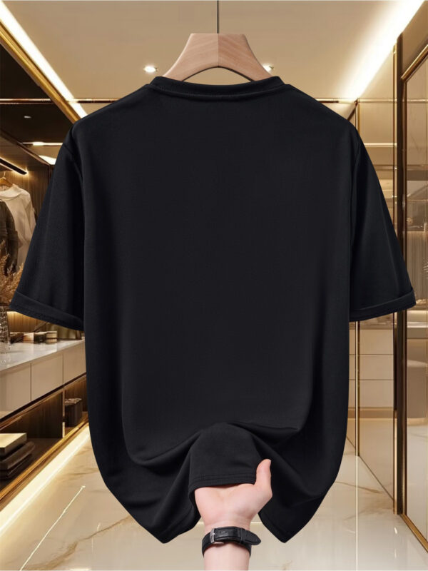 Men's Lightweight Breathable Quick-Dry Athletic T-Shirt - Moisture-Wicking Summer Workout Tee with Sporty Round Neck & Chest Logo Print, Regular Fit for Gym, Running, Casual Wear, Workout Shirts, Sweatwicking Fabric - Image 3