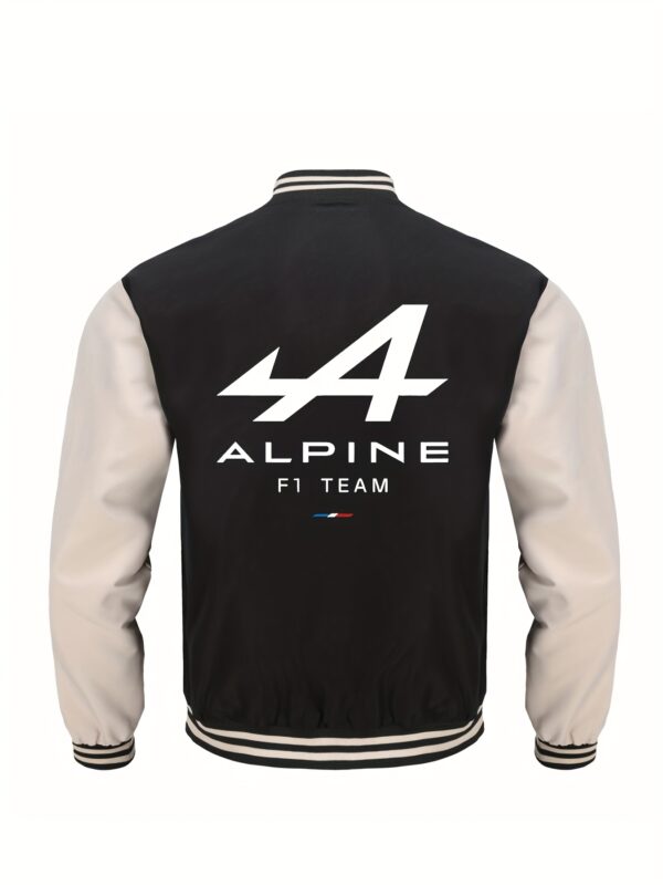 Men's Lightweight Baseball Jacket - Casual Sporty Zip-Up Coat with Stand Collar & Alpine Film Logo, & Black Color Block Design, Polyester Lining for Golf Tennis Outdoor Activities, Durable Sports Apparel - Image 6