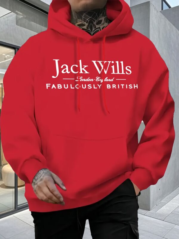 Printed Autumn and Winter Fleece Casual Men's Hoodie, Suitable for Ages 18-40 - Image 3