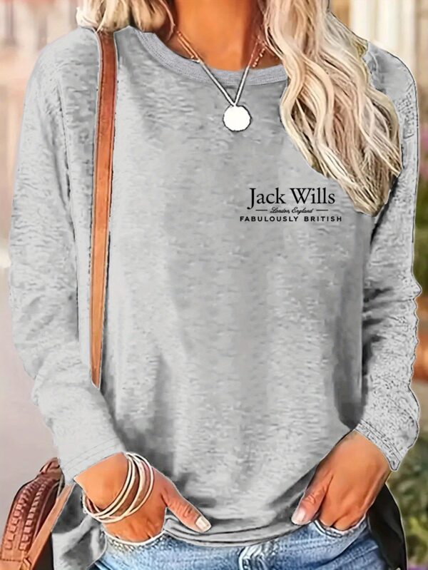 Women'S Y2K Graphic Long Sleeve T-Shirt - "Jack Wills Fabulously British" Print, Soft & Stretchy Casual Top, White with Black Lettering, Perfect for Casual Attire, Ladies T - Image 6