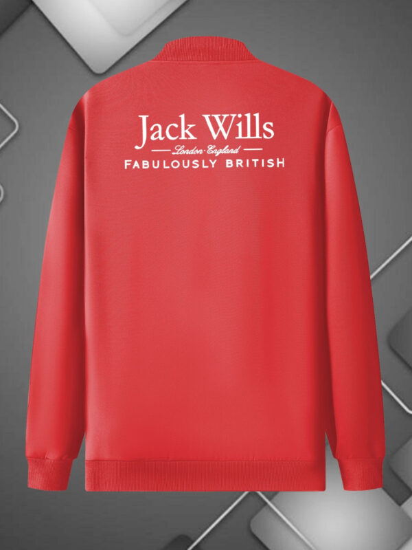 Men'S Red Jacket - Jack Wills "FABULOUSLY BRITISH" Bomber Style, Zip-Up with Pockets, Stand Collar, Long Sleeve, Polyester, Casual Outdoor Wear, Casual Outerwear | Stand Collar Jacket | Zippered Jacke - Image 6