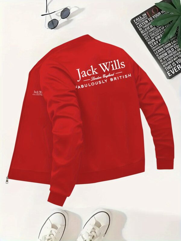Women'S Trendy Jacket with "Jack Wills Fabulously British" Print - Casual Zip-Up Bomber Jacket, Stand Collar, Long Sleeve, Beige, Perfect for Fall/Winter, Jacket for Women - Image 2