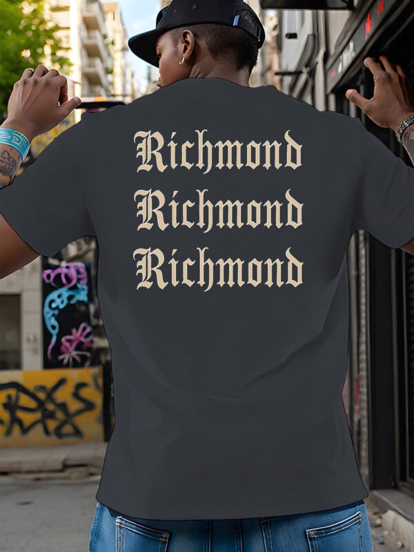 Men'S Gothic Richmond Print T-Shirt, Casual Crew Neck Short Sleeve Tee, Regular Fit with Slight Stretch, Summer Adult Fashion Top, Casual Wardrobe Staple | Urban Style Top | Gothic Print Shirt - Image 3