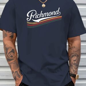 Virginia Richmond New Men'S Short-Sleeved T-Shirt Summer Fashion Trend Top Printed Men'S Bottoming Shirt Spring And Summer Round Neck Casual Versatile Breathable Top