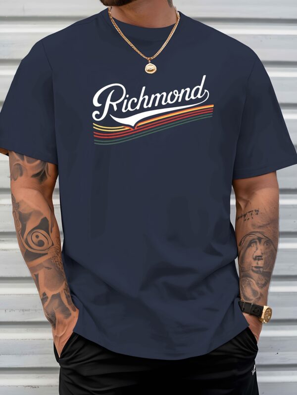 Virginia Richmond New Men'S Short-Sleeved T-Shirt Summer Fashion Trend Top Printed Men'S Bottoming Shirt Spring And Summer Round Neck Casual Versatile Breathable Top