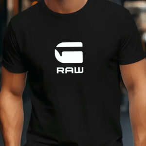 [Graphic T-Shirt] Black Soft Polyester Blend Men's "RAW" Graphic T-Shirt | Casual Short Sleeve Tee with Bold White Lettering, Comfortable & Stylish for Casual Attire, Everyday Tshirt