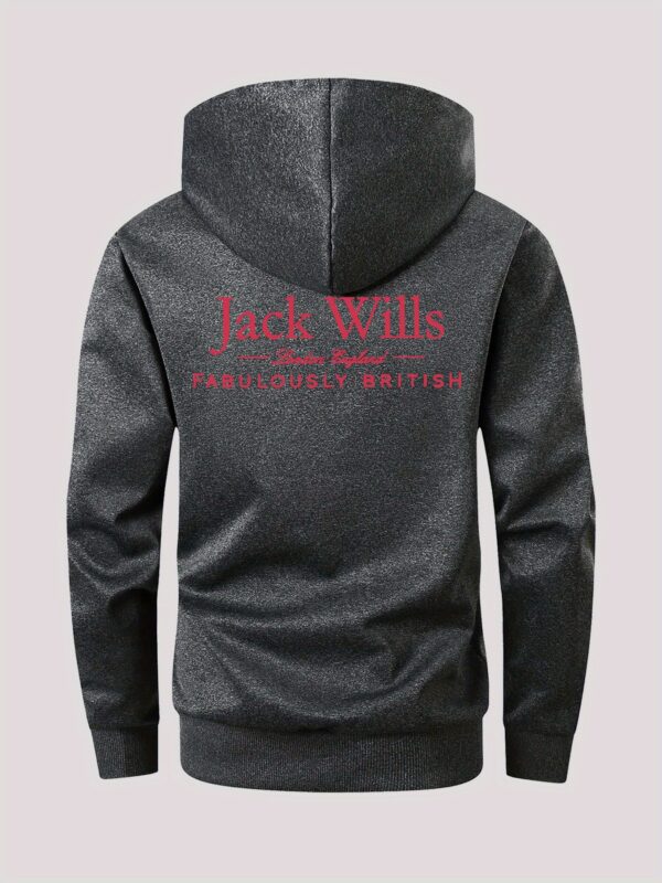 Men'S Slim-Fit Hooded Jacket with "Jack Wills" & "Abolutely British" Print - Casual Zip-Up Outerwear for Fall/Winter, Black, Pockets Included, Winter Jacket - Image 6