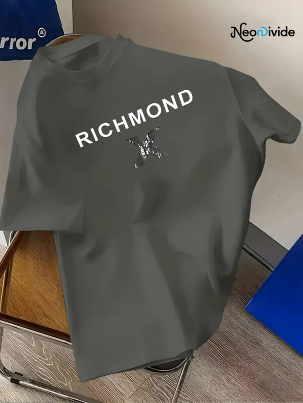 Men's Casual Short Sleeve T-Shirt - Vibrant Red with Bold White "RICHMOND" Letter Print, Regular Fit Round Neck, All-Season Comfort, Machine Washable, Comfortable Tee, Everyday Clothing, Graphic Tee, Durable Fabric, Nontransparent Material, Streetwear Essential, Urban Style, Soft Fabric, Printed Shirt, Adult Clothing - Image 7