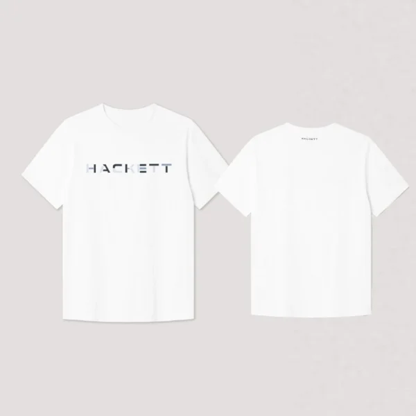 Hackett 2025 Summer Cotton T Shirt Europe Brand Men's Classic Fit Box Logo Print Loose Short Sleeve Round Neck Casual Tee - zinifashion 1501 - Image 2