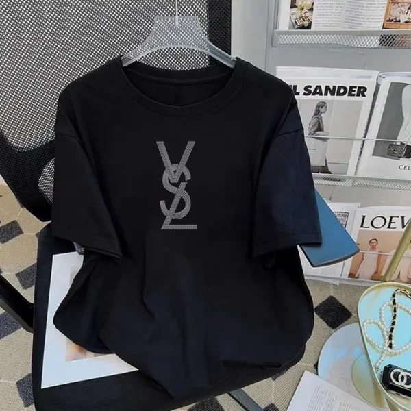 100_ Pure Cotton Short-sleeved 2025 New Korean-style Couple Summer T-shirt, Instagram Versatile Round-neck Half-sleeved T-shirt - Image 2