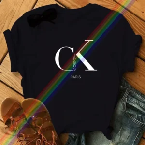Summer luxury brand fashion cartoon letter print crew collar clothing short sleeve T-shirt trend women summer women clothes - zinifashion 200000345