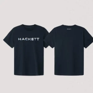 Hackett 2025 Summer Cotton T Shirt Europe Brand Men's Classic Fit Box Logo Print Loose Short Sleeve Round Neck Casual Tee - zinifashion 1501
