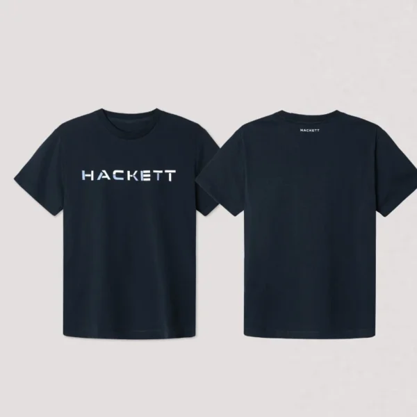 Hackett 2025 Summer Cotton T Shirt Europe Brand Men's Classic Fit Box Logo Print Loose Short Sleeve Round Neck Casual Tee - zinifashion 1501