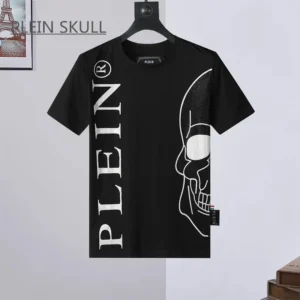PLEIN SKULL Light Men's T-shirt Classic Retro Summer Fit Gothic Punk Party Short Sleeve Top Round Unisex Sports Neck Tee - zinifashion 1501