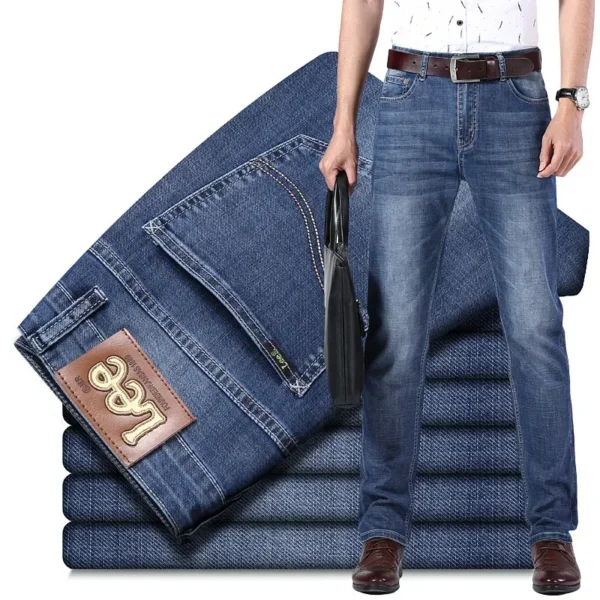 Lee Dexjeans Men's Straight-leg Loose-fit Stretch Business Casual Autumn/winter Thick High-end Denim Long Pants - Image 2
