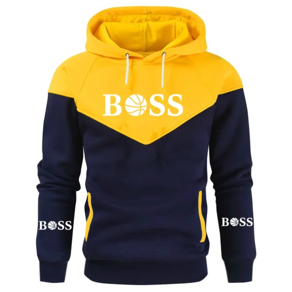 Fall Winter Men's Patchwork Hoodie Outdoor Casual Sportswear Street Fashion Men's Top Fleece Thermal Hooded Sweatshirt - zinifashion 200000343