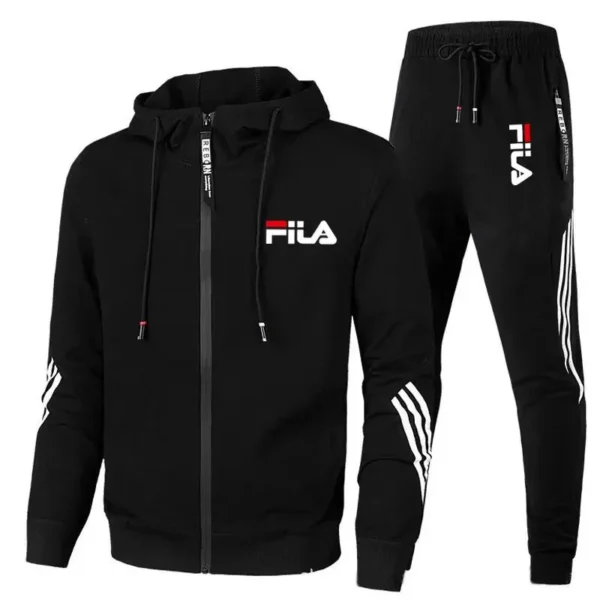 2025 Men's spring and Fall outdoor zipper jacket + sweatpants jogging set Casual basketball fitness two-piece set - zinifashion 200000343 - Image 2