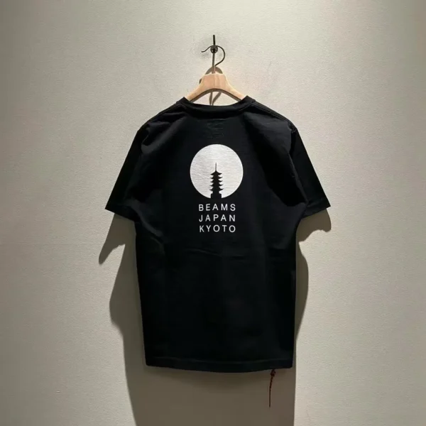 Loose Short Sleeve T-Shirt Unisex Kyoto Print Japanese Daily Wear Antibacterial Cotton Youth Fashion Casual Top for Summer - zinifashion 200000343