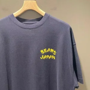 BEAMS JAPAN New Mount Fuji Cartoon Letters Printed Round Neck Casual Loose Type Couple Short Sleeve T-shirt Tide - zinifashion 200000343