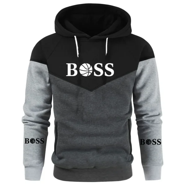 Fall Winter Men's Patchwork Hoodie Outdoor Casual Sportswear Street Fashion Men's Top Fleece Thermal Hooded Sweatshirt - zinifashion 200000343 - Image 2