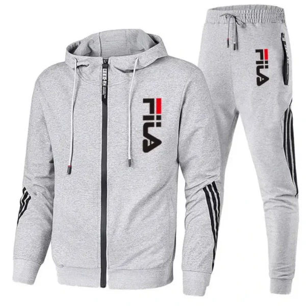 2025 Men's spring and Fall outdoor zipper jacket + sweatpants jogging set Casual basketball fitness two-piece set - zinifashion 200000343 - Image 3