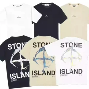 Summer STONE ISLAND Compass Stone Island Heavyweight Short-sleeved T-shirt for Men and Women's Matching Couple Outfits - zinifashion 18