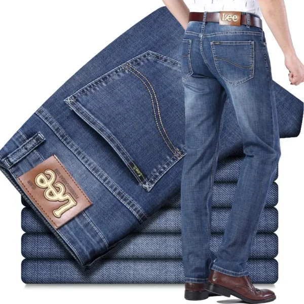 Lee Dexjeans Men's Straight-leg Loose-fit Stretch Business Casual Autumn/winter Thick High-end Denim Long Pants - Image 3