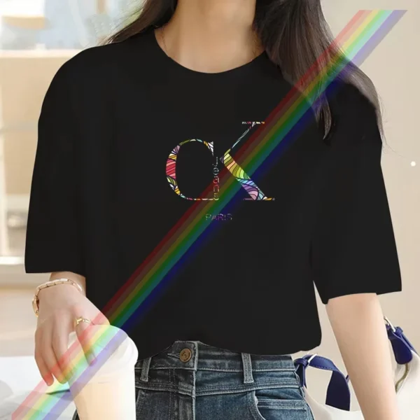 Summer luxury brand fashion cartoon letter print crew collar clothing short sleeve T-shirt trend women summer women clothes - zinifashion 200000345 - Image 2