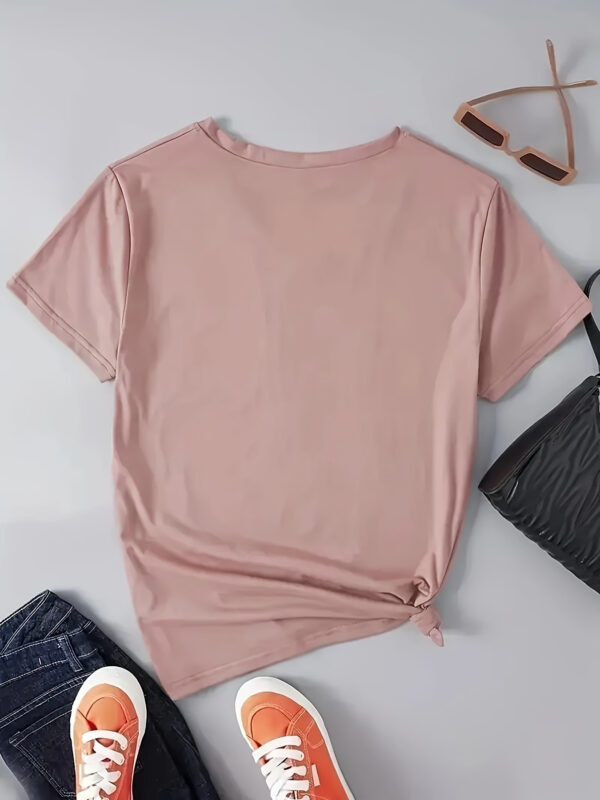 1pc Jack Wills Women's Sport Collection Casual V-Neck Short Sleeve T-Shirt with Letter Print, Heather Grey, Relaxed Fit, Machine Washable, All-Season Versatile Top - Image 7