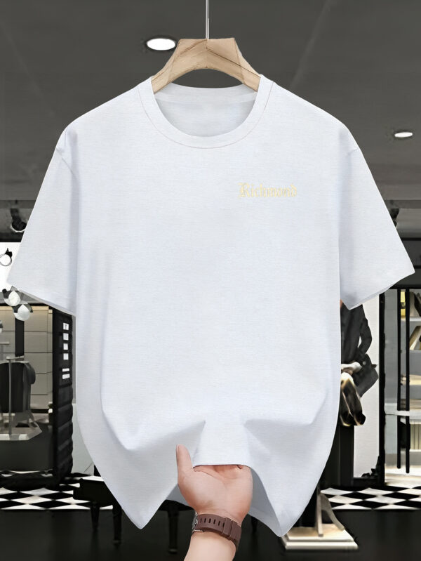 Men'S "Richmond" Gothic Style T-Shirt - Casual Black Short Sleeve Tee with Golden Lettering, Summer Collection, Lightweight Polyester Fabric, Casual Attire|Gothic Style Shirt|Short Sleeve Shir - Image 3