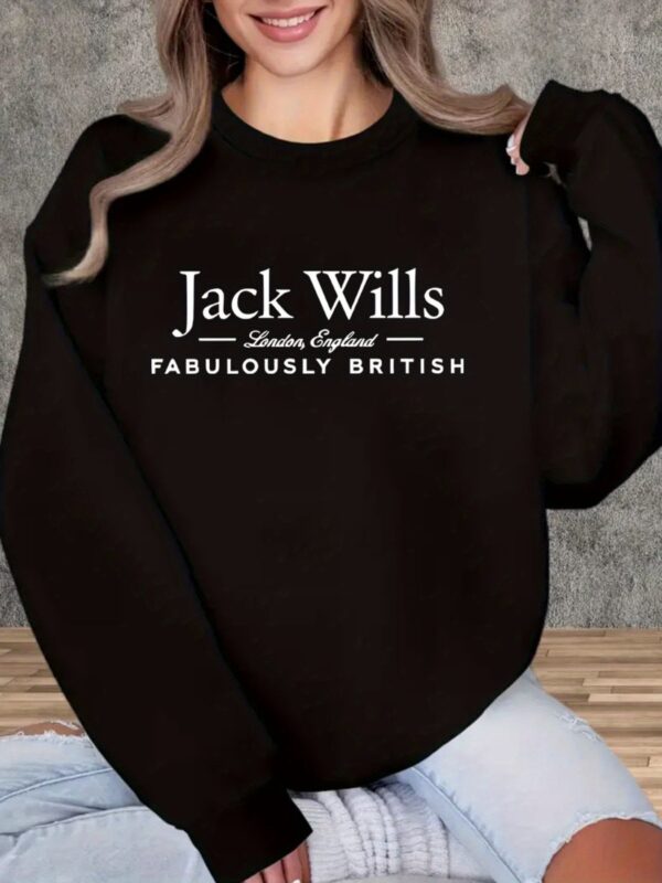 Women'S "Jack Wills" Fleece-Lined Crew Neck Sweatshirt - Comfortable Long Sleeve Pullover with Bold Print, Casual Sportswear for Casual Attire, Casual Wear | Stylish Crew Neck | Soft Texture Fabri - Image 2