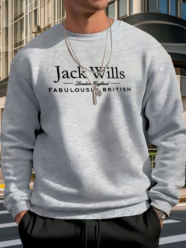 Men'S Casual Crew Neck Sweatshirt - "Jack Wills" Graphic, Loose Fit, Slight Stretch Fabric, Everyday Comfort, Everyday Casual Wear|Urban Fashion|Stylish Casualwear - Image 2