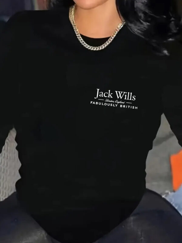 Women'S Y2K Graphic Long Sleeve T-Shirt - "Jack Wills Fabulously British" Print, Soft & Stretchy Casual Top, White with Black Lettering, Perfect for Casual Attire, Ladies T - Image 5