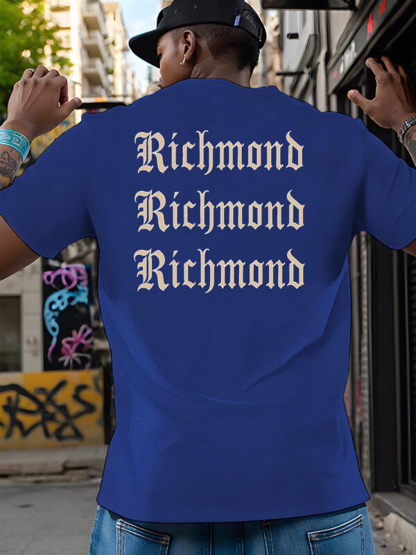 Men'S Gothic Richmond Print T-Shirt, Casual Crew Neck Short Sleeve Tee, Regular Fit with Slight Stretch, Summer Adult Fashion Top, Casual Wardrobe Staple | Urban Style Top | Gothic Print Shirt - Image 2