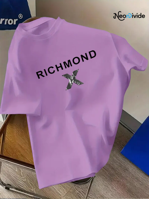Men's Casual Short Sleeve T-Shirt - Vibrant Red with Bold White "RICHMOND" Letter Print, Regular Fit Round Neck, All-Season Comfort, Machine Washable, Comfortable Tee, Everyday Clothing, Graphic Tee, Durable Fabric, Nontransparent Material, Streetwear Essential, Urban Style, Soft Fabric, Printed Shirt, Adult Clothing - Image 9