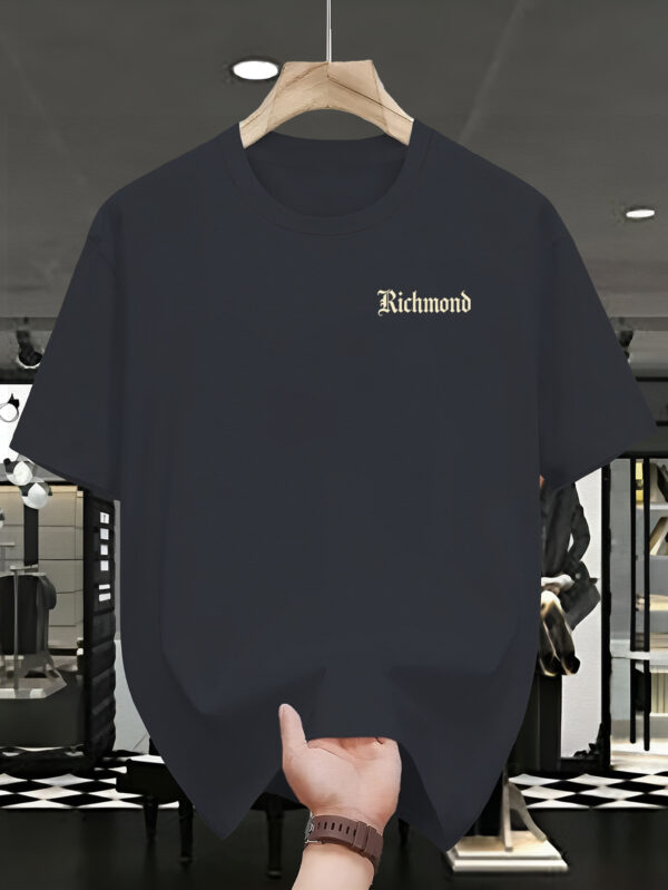 Men'S "Richmond" Gothic Style T-Shirt - Casual Black Short Sleeve Tee with Golden Lettering, Summer Collection, Lightweight Polyester Fabric, Casual Attire|Gothic Style Shirt|Short Sleeve Shir