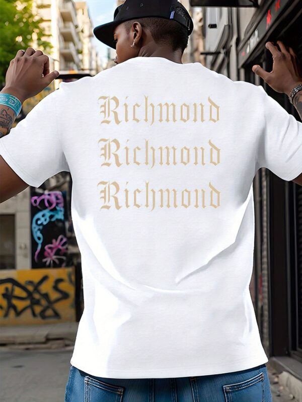 Men'S Gothic Richmond Print T-Shirt, Casual Crew Neck Short Sleeve Tee, Regular Fit with Slight Stretch, Summer Adult Fashion Top, Casual Wardrobe Staple | Urban Style Top | Gothic Print Shirt - Image 4