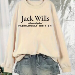 Women'S "Jack Wills" Fleece-Lined Crew Neck Sweatshirt - Comfortable Long Sleeve Pullover with Bold Print, Casual Sportswear for Casual Attire, Casual Wear | Stylish Crew Neck | Soft Texture Fabri