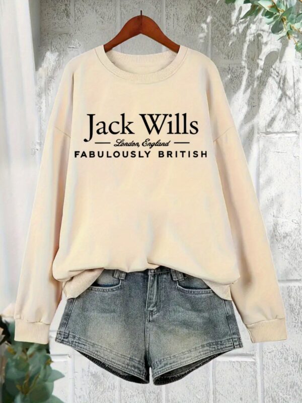 Women'S "Jack Wills" Fleece-Lined Crew Neck Sweatshirt - Comfortable Long Sleeve Pullover with Bold Print, Casual Sportswear for Casual Attire, Casual Wear | Stylish Crew Neck | Soft Texture Fabri