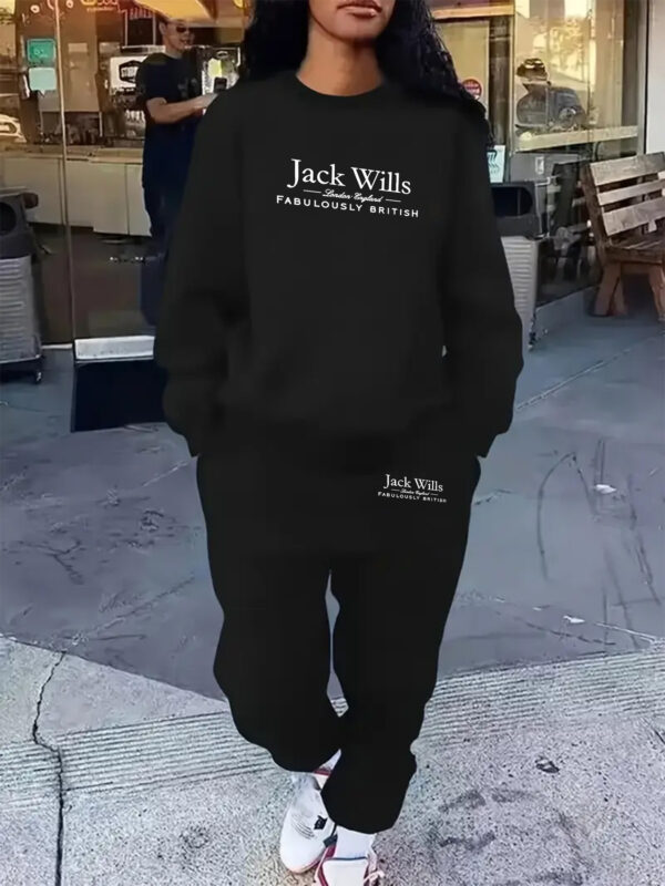 [Cozy Sweatshirt] Jack Wills Women's Cozy Fall Winter Casual Sweatshirt & Jogger Set - Long Sleeve, Crew Neck, Polyester, Comfortable Loungewear, Allseason Clothing - Image 4