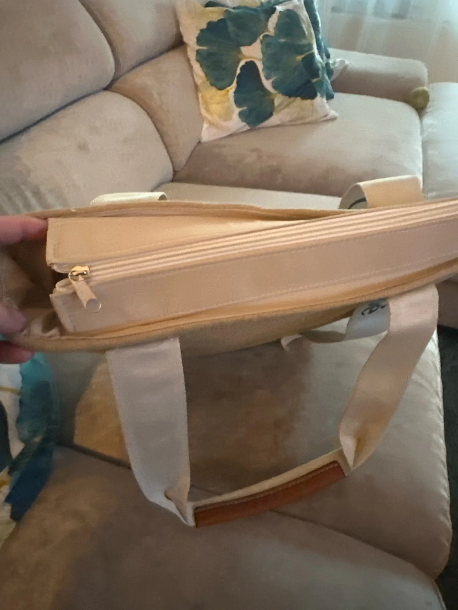 Simple Cotton Woven Tote Bag Summer Large Capacity with Lining Handheld Casual Beach Bag Neutral Minimalist Style Zipper Closure: Factory Seconds/Rejects – Refurbished – Never Used (Brand New) - Image 18