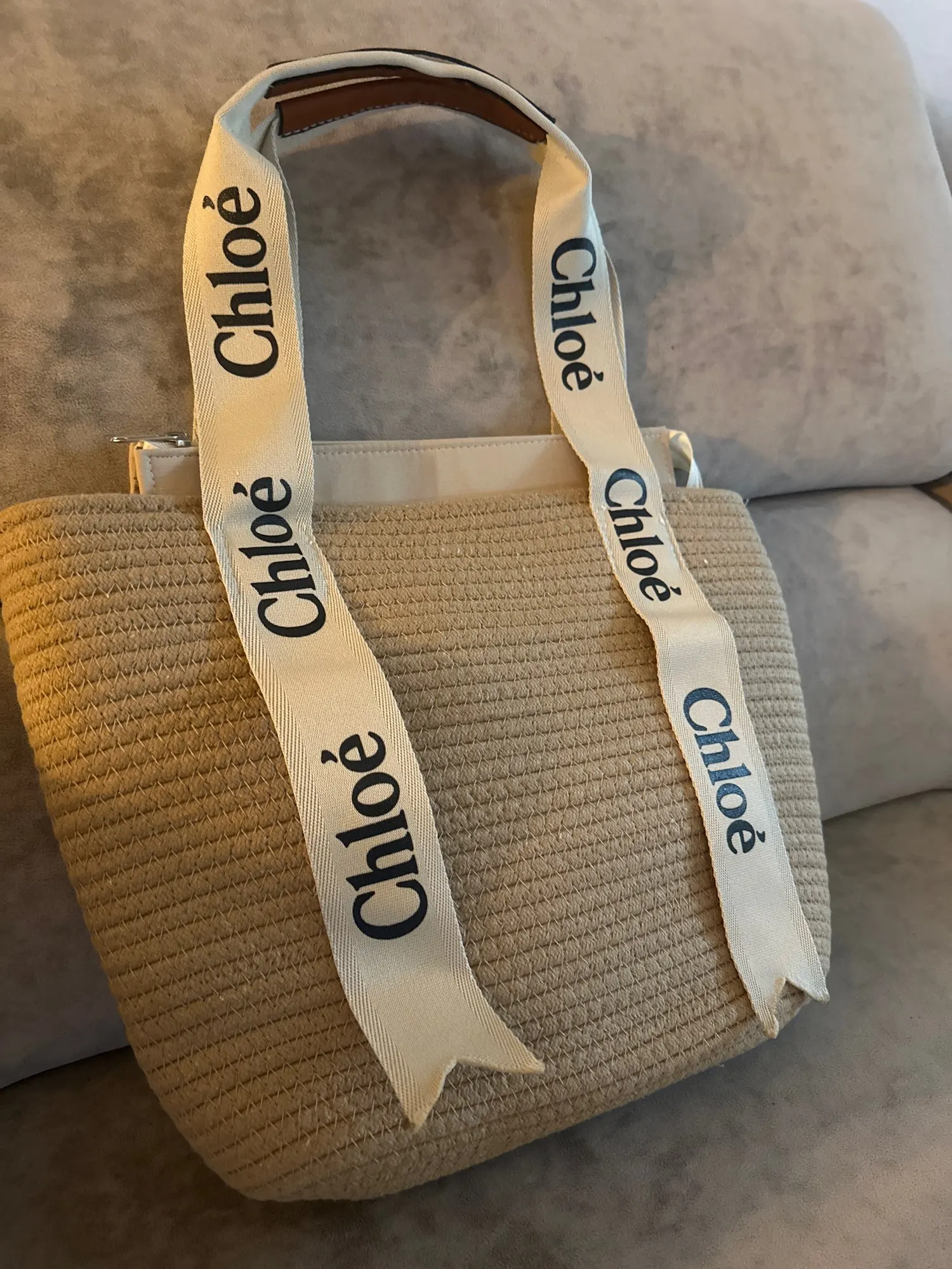 Simple Cotton Woven Tote Bag Summer Large Capacity with Lining Handheld Casual Beach Bag Neutral Minimalist Style Zipper Closure: Factory Seconds/Rejects – Refurbished – Never Used (Brand New) - Image 19